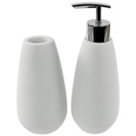 Gedy OP580-02 2 Piece White Stone Bathroom Accessory Set Gedy